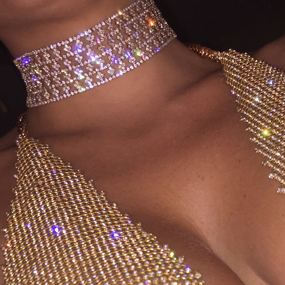 💎1 Silver left Rhinestone Choker💎 - Picture 2 of 3